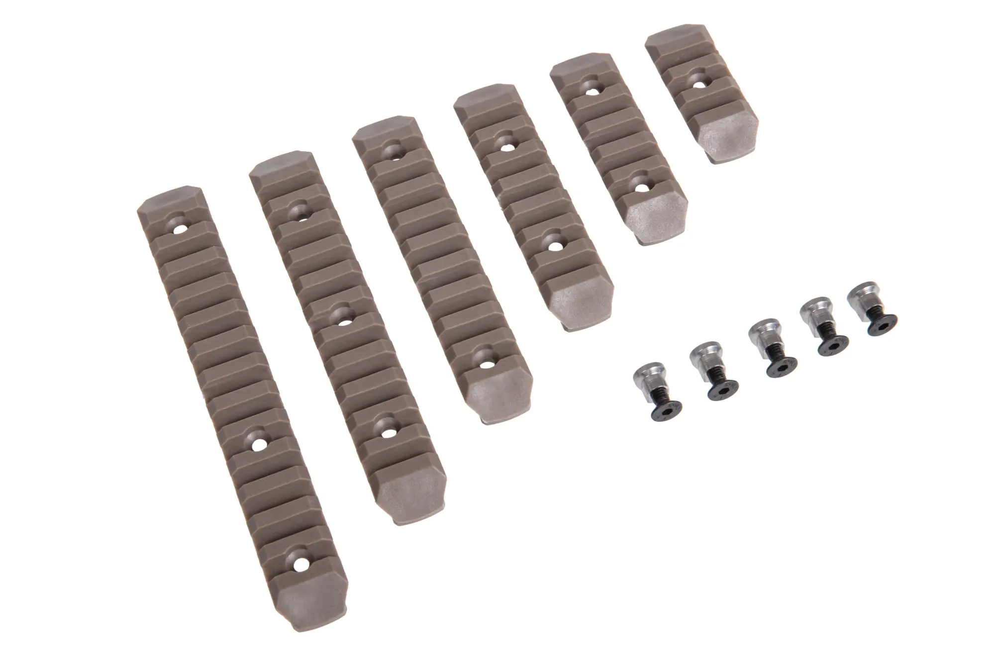 Set of 6 polymer RIS rails for KeyMod Tan